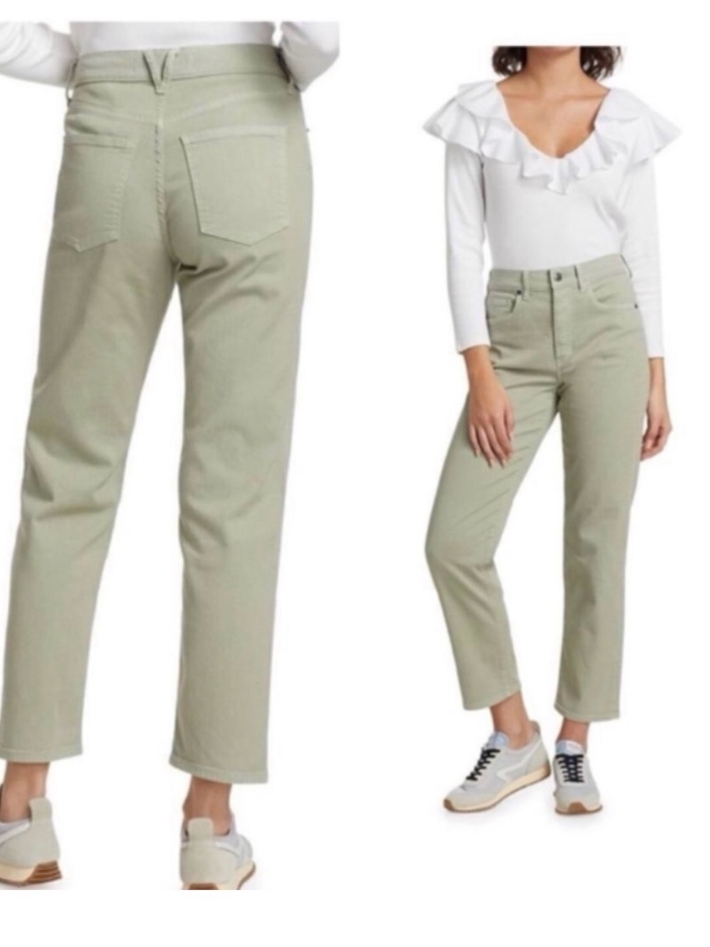 Veronica Beard Blake classic straightHigh-Rise Jeans in cream sz 10
